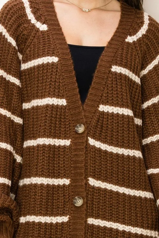 Oversized Striped Cardigan (Various Colors), Hyfve