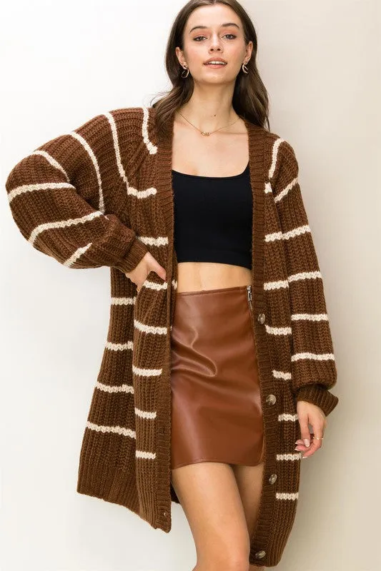 Oversized Striped Cardigan (Various Colors), Hyfve