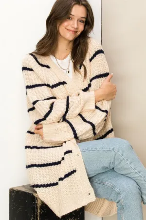 Oversized Striped Cardigan (Various Colors), Hyfve