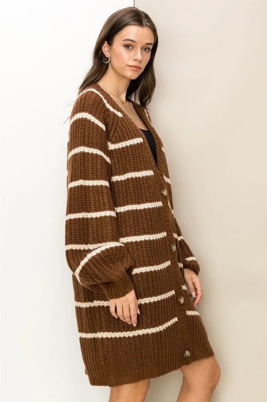 Oversized Striped Cardigan (Various Colors), Hyfve