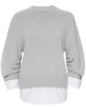 Oyster Grey Raya Crewneck Layered Looker Sweater