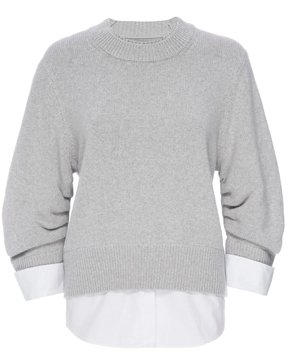 Oyster Grey Raya Crewneck Layered Looker Sweater