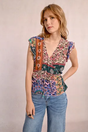 PAISLEY PRINT WRAP TOP