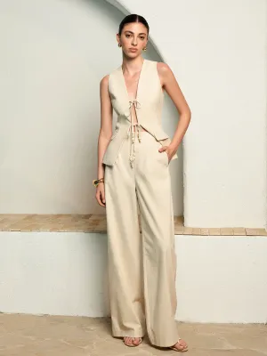 Pearl-Tie Front Top