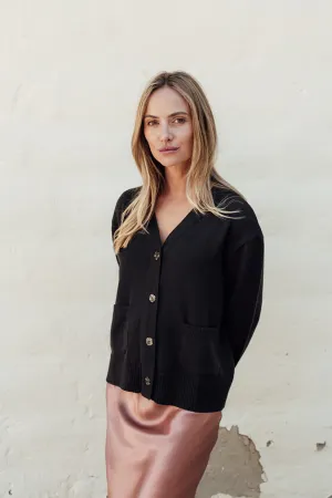 Perriam Camille Merino Pocket Cardigan - Chocolate