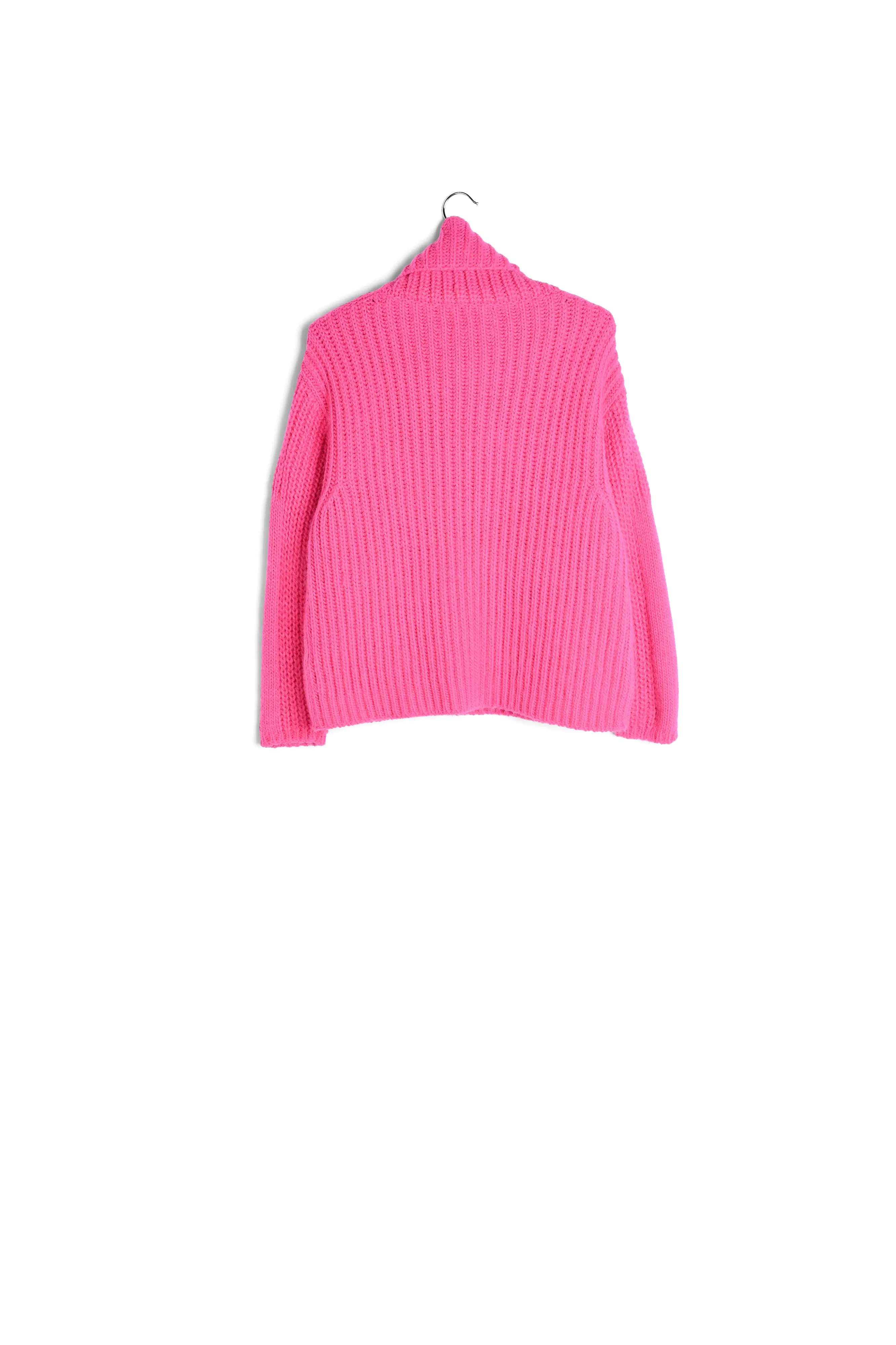 Pink chunky ribbed turtleneck sweater
