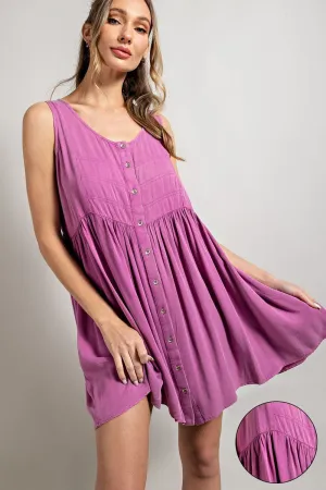 Pink Mineral Washed Mini Dress