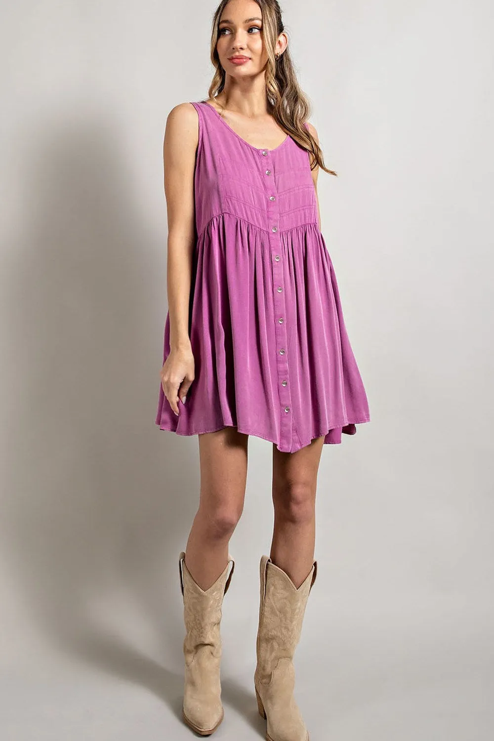 Pink Mineral Washed Mini Dress