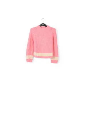 Pink ribbed wool-blend sweater