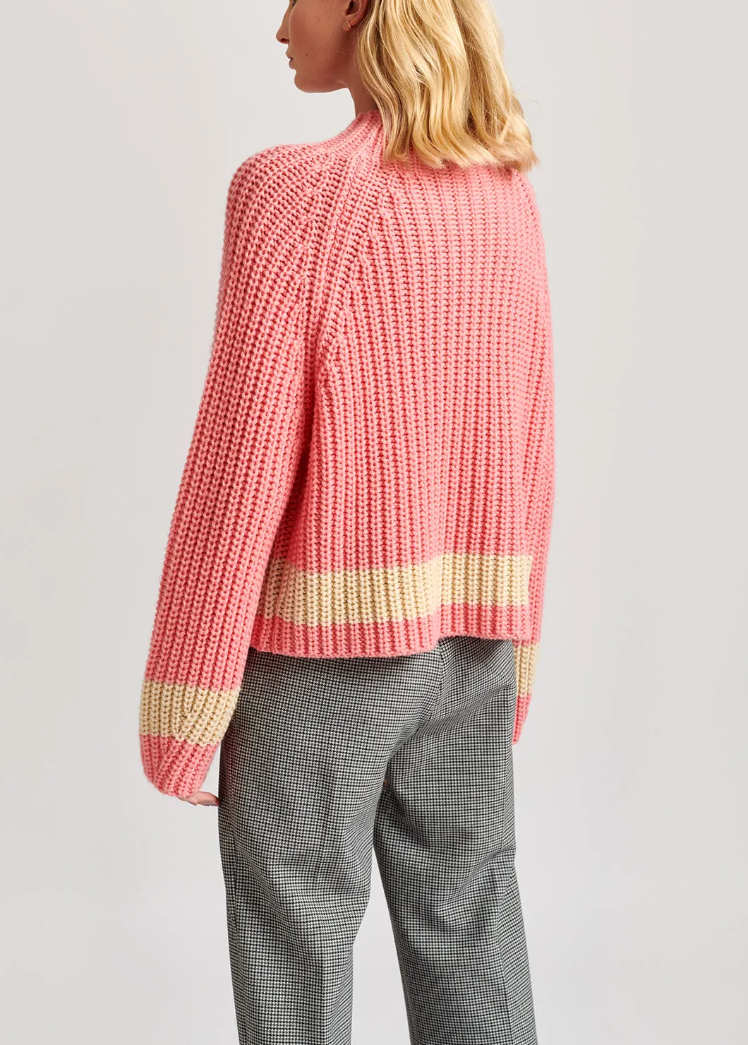 Pink ribbed wool-blend sweater