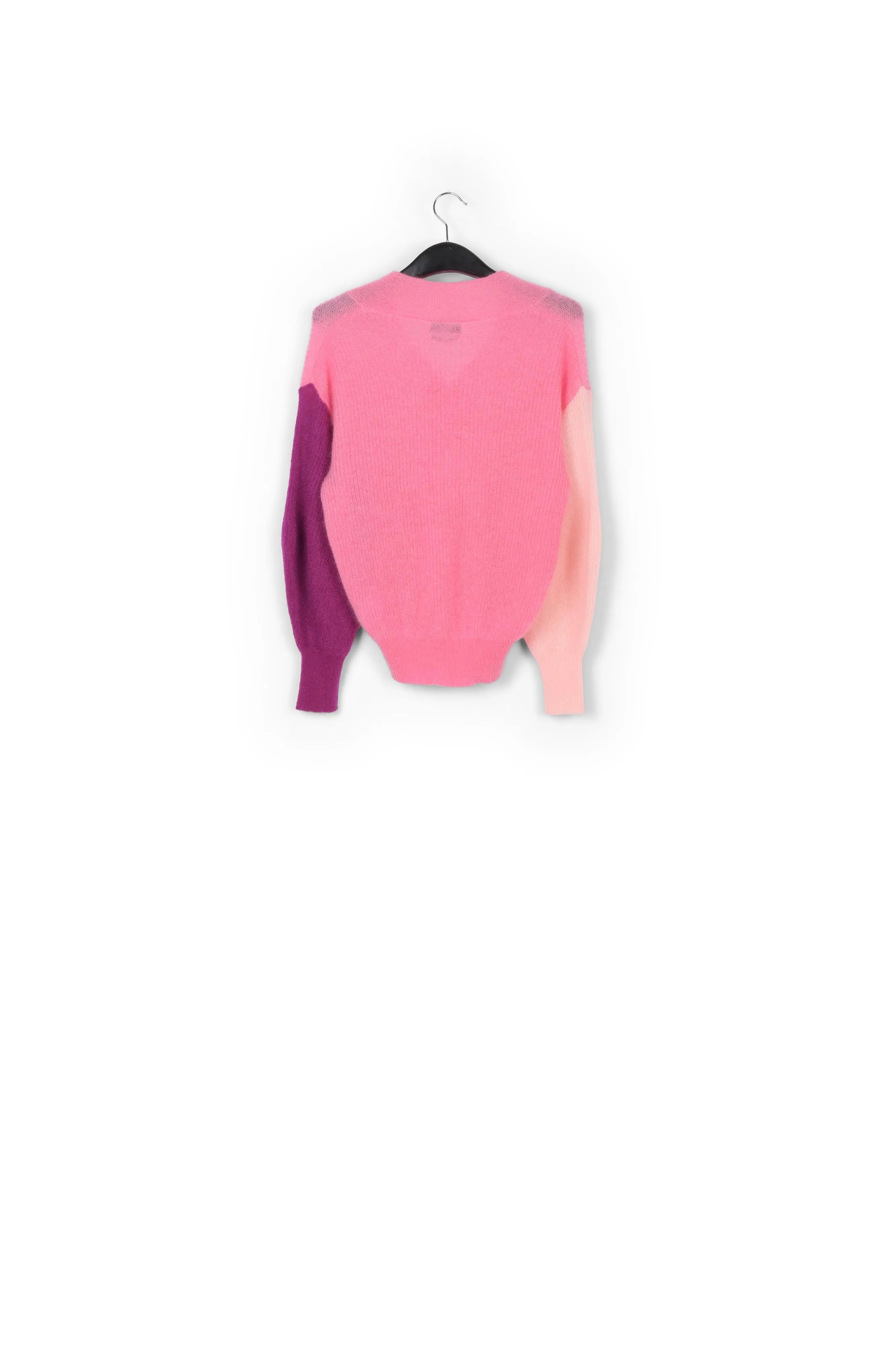 Pink v-neck mohair-blend sweater