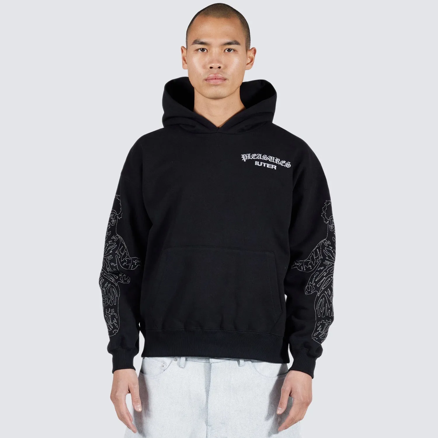 Pleasures x IUTER Men Andrea Hoodie Black