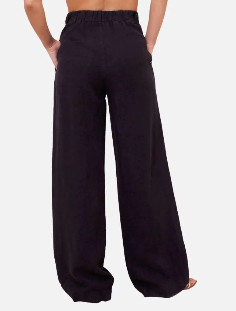Pleated Wide Leg Trousers - Black