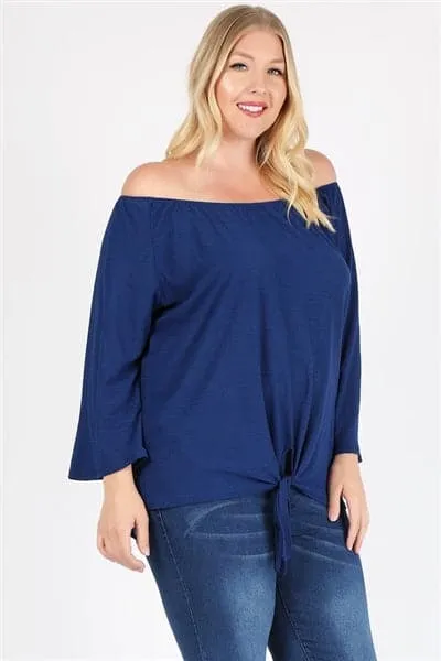 Plus Size Off The Shoulder Top Navy - Pack of 6