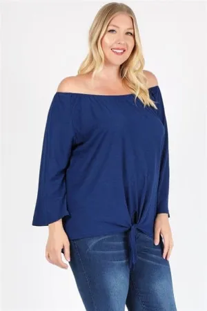 Plus Size Off The Shoulder Top Navy - Pack of 6