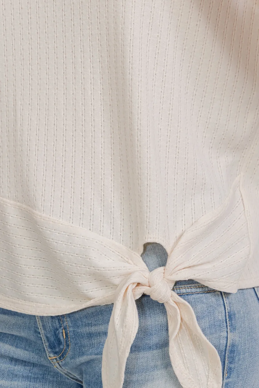 POINTELLE SCOOP NECK DOLMAN TIE FRONT