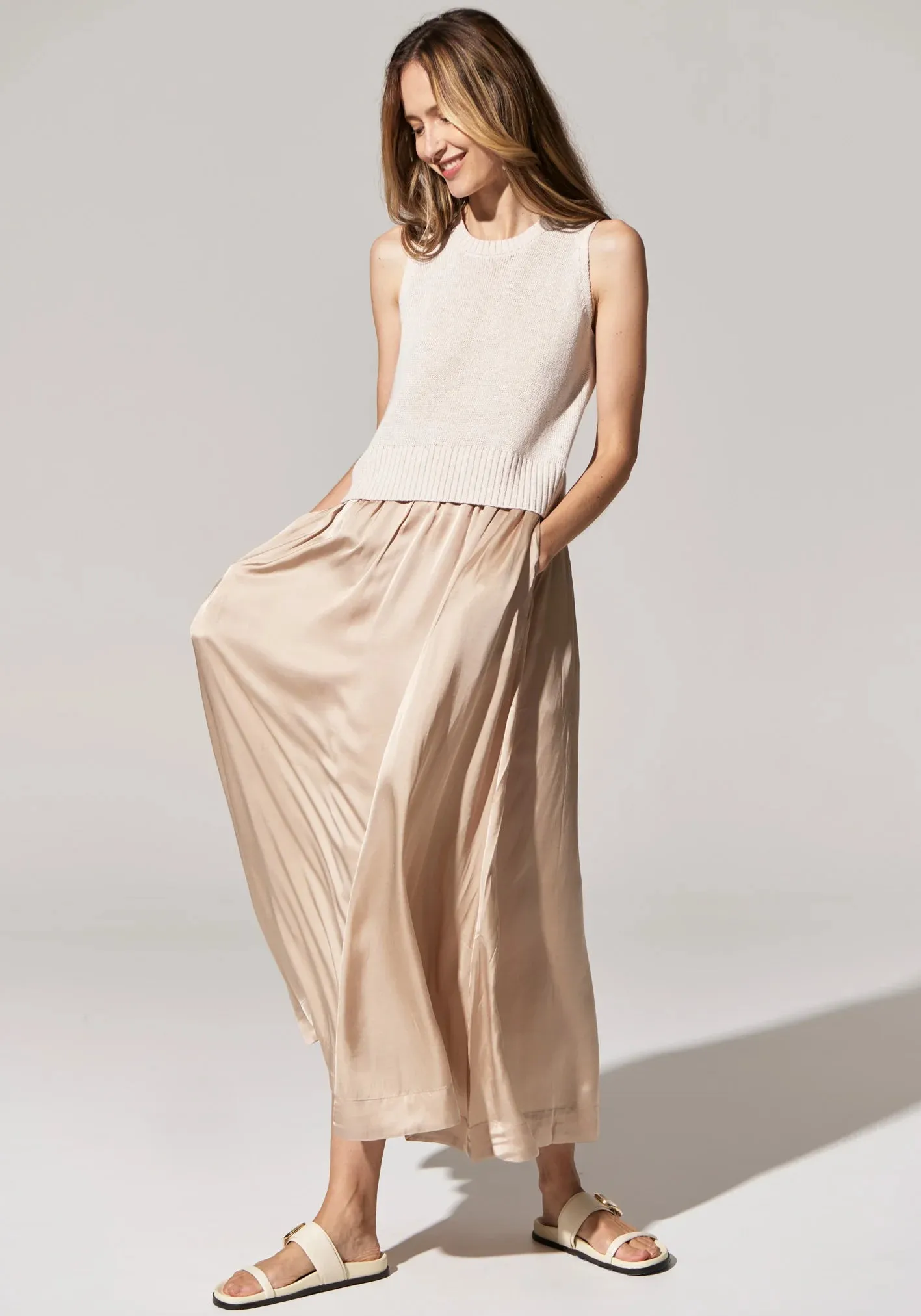 Pol Clothing - Estel Knit Tank Dress - Pebble