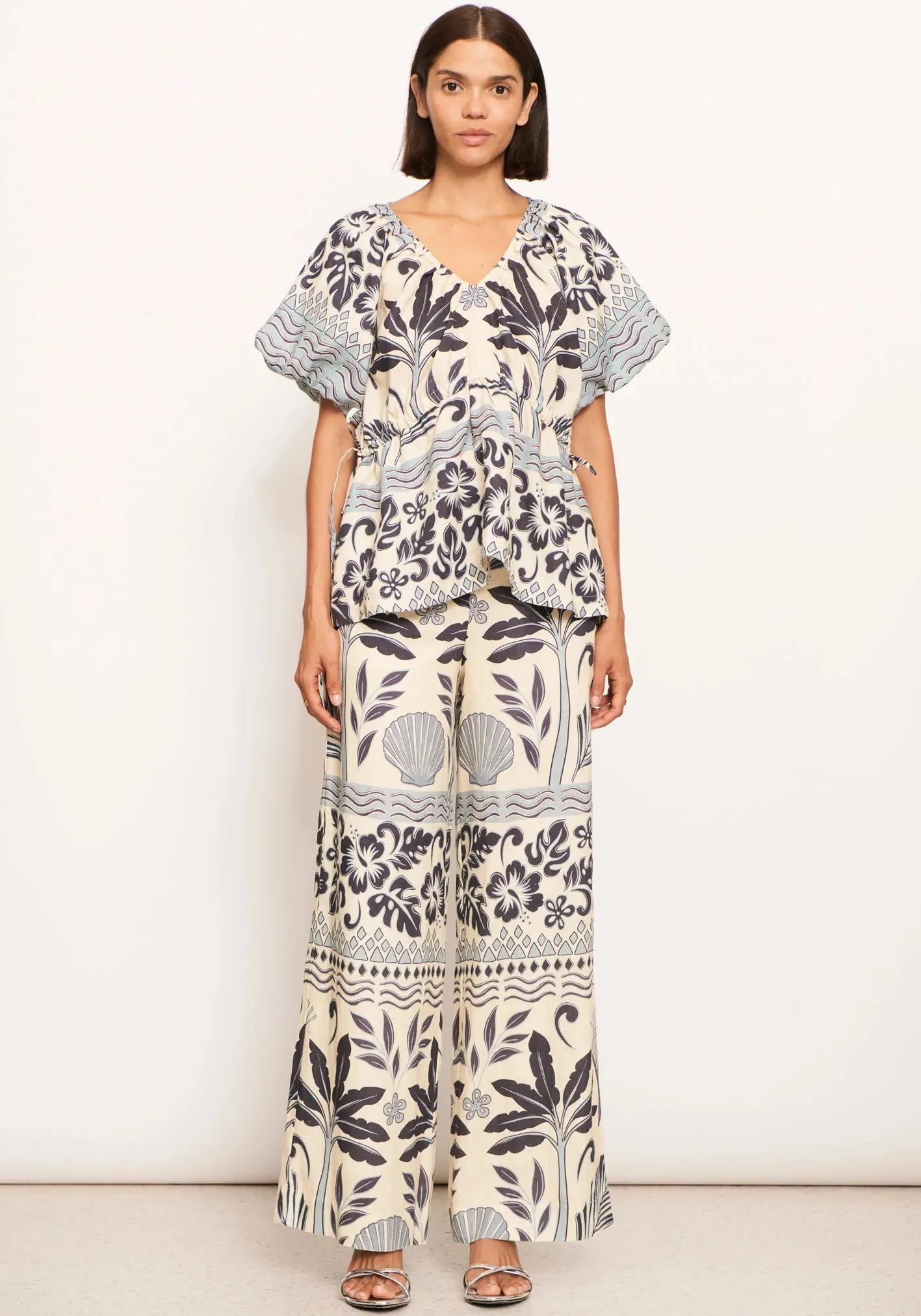 Pol Clothing - Paradise Linen Pant - Paradise Palm Print
