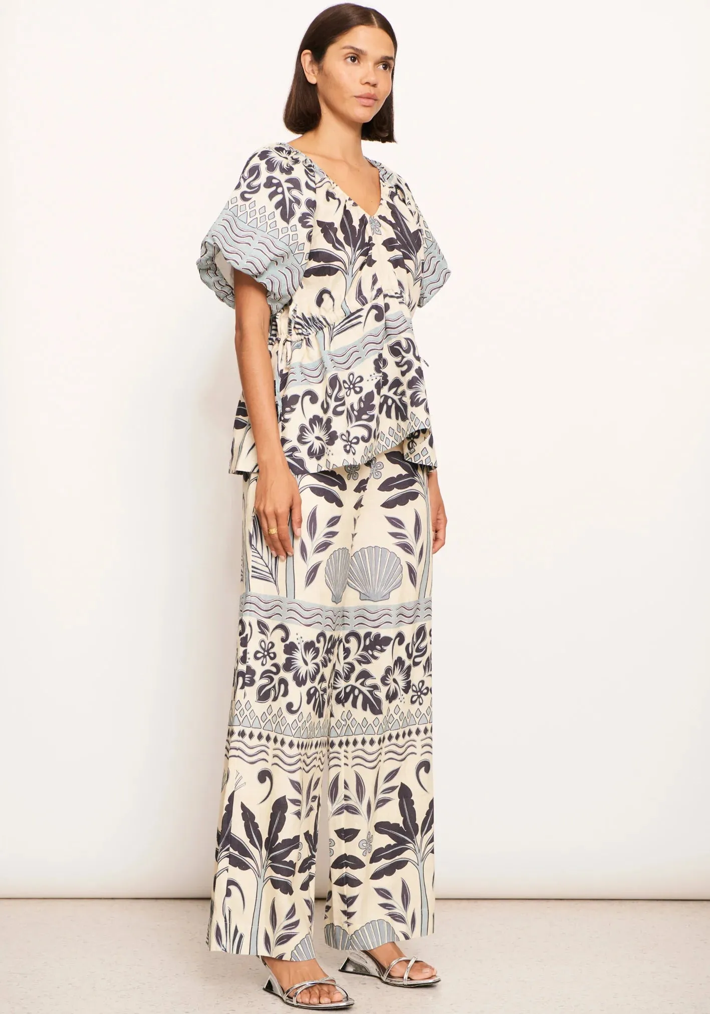 Pol Clothing - Paradise Linen Pant - Paradise Palm Print