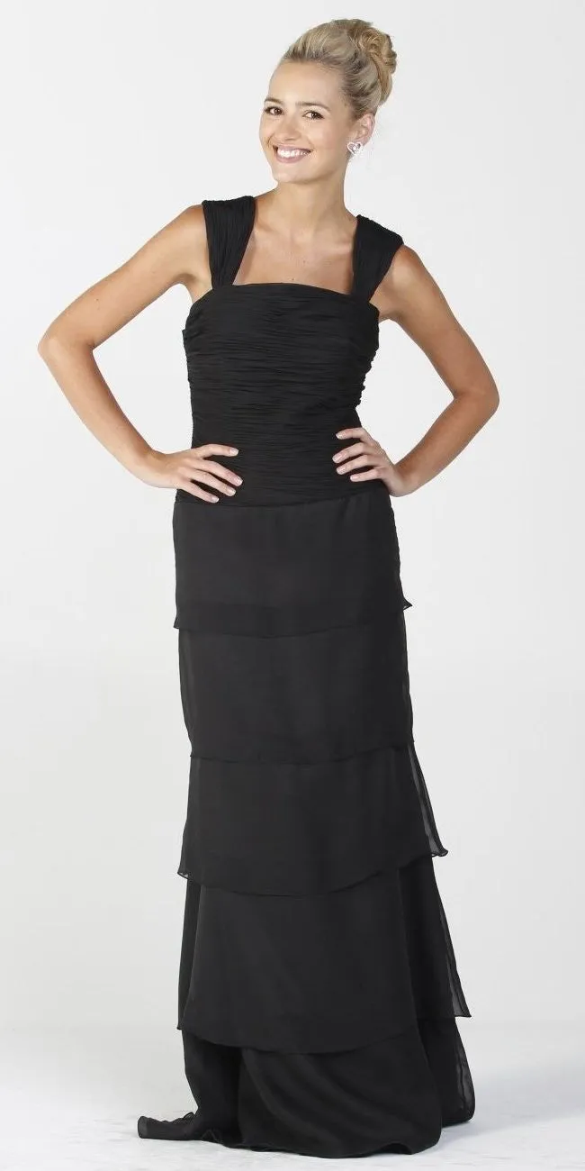 Poly USA 6484 Long Modest Formal Dress Ruffles Bolero Jacket
