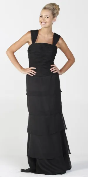 Poly USA 6484 Long Modest Formal Dress Ruffles Bolero Jacket