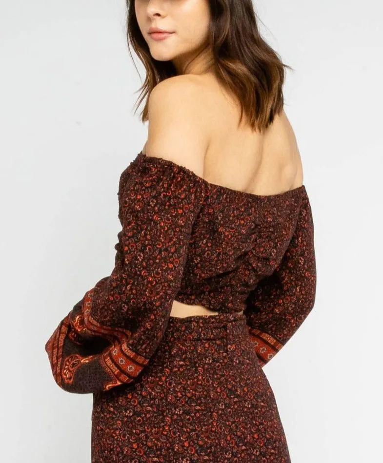 Print Off The Shoulder Crop Top