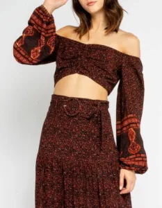 Print Off The Shoulder Crop Top