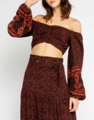 Print Off The Shoulder Crop Top