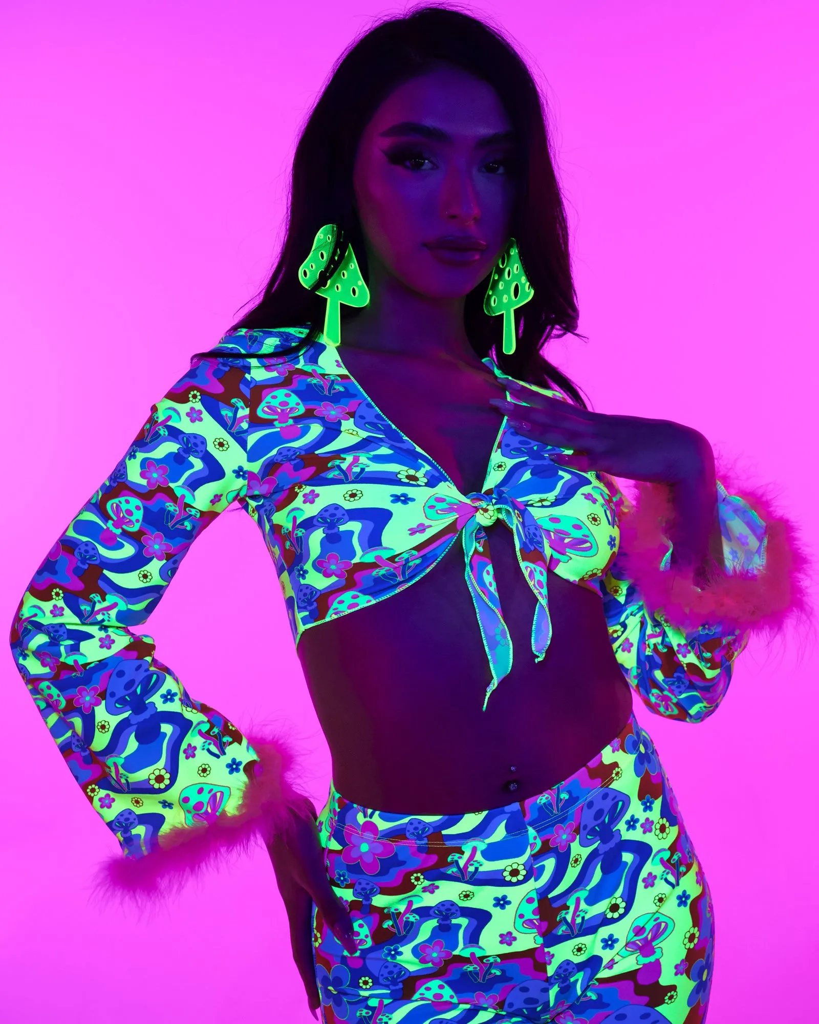 Psychedelic Psilocybin Front-Tie Top