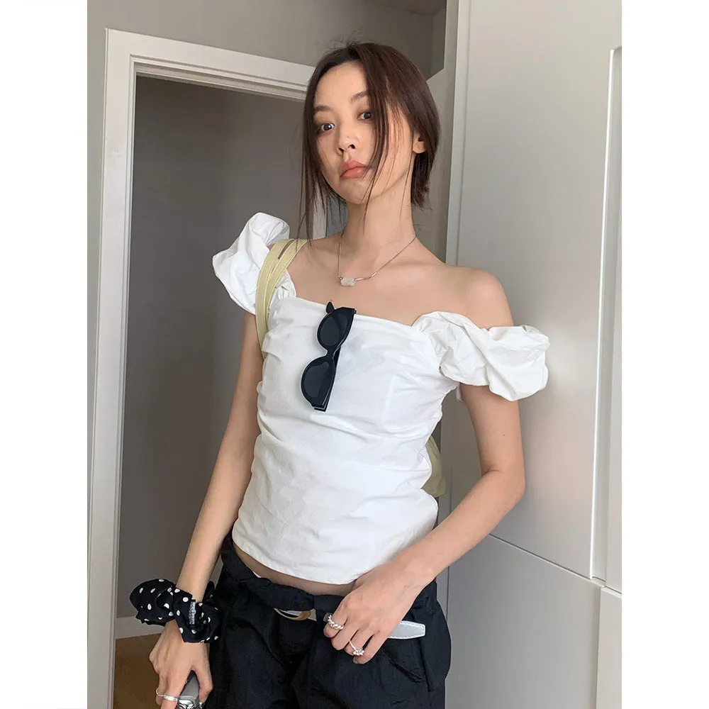 puff sleeve off-shoulder