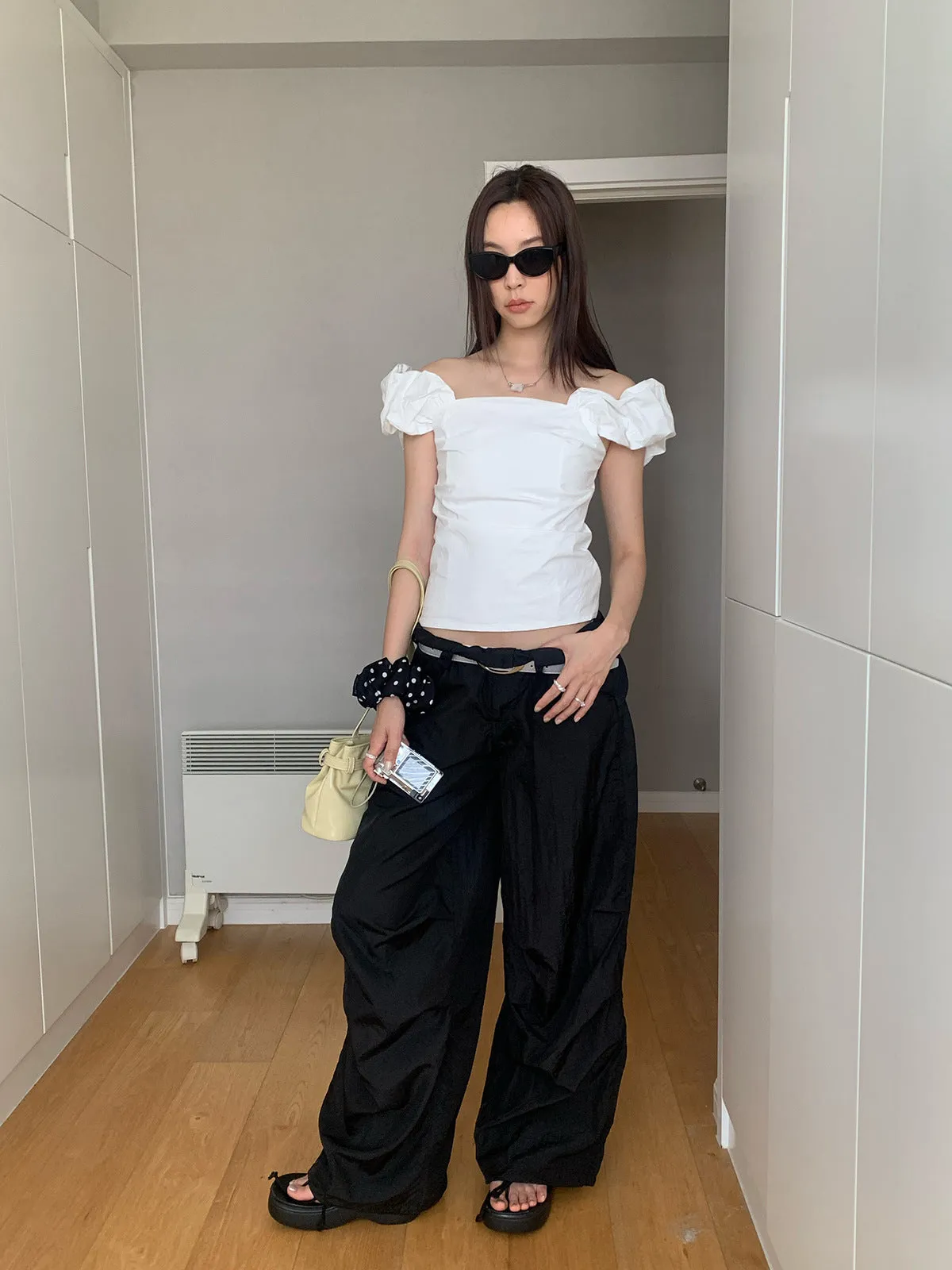 puff sleeve off-shoulder