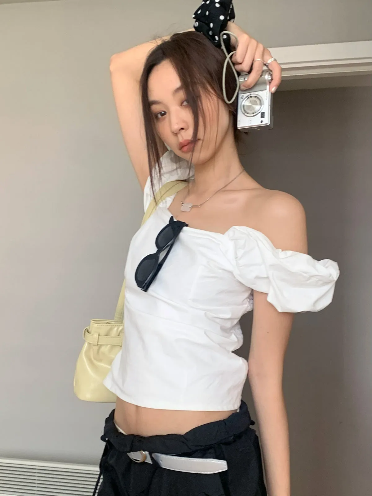 puff sleeve off-shoulder
