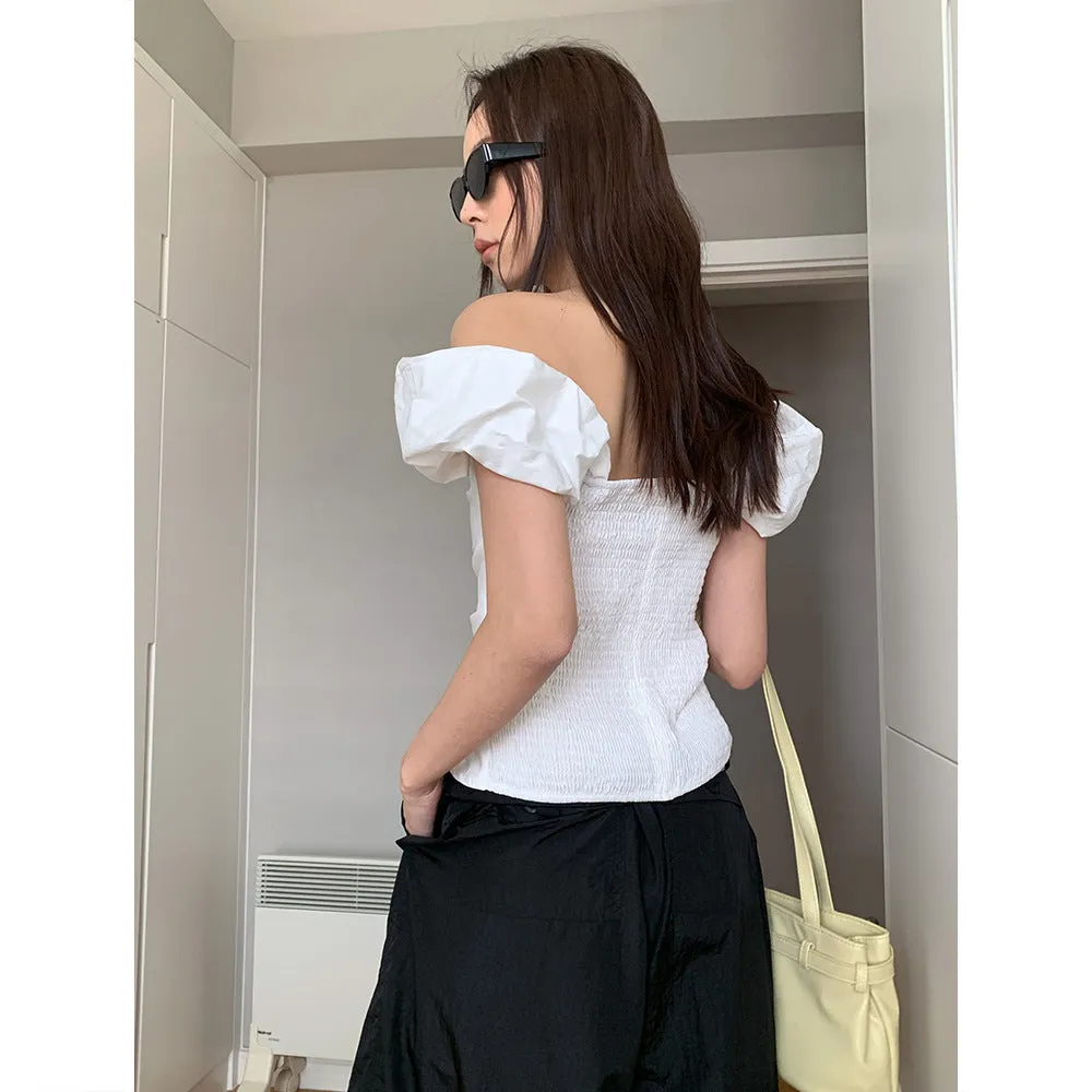 puff sleeve off-shoulder