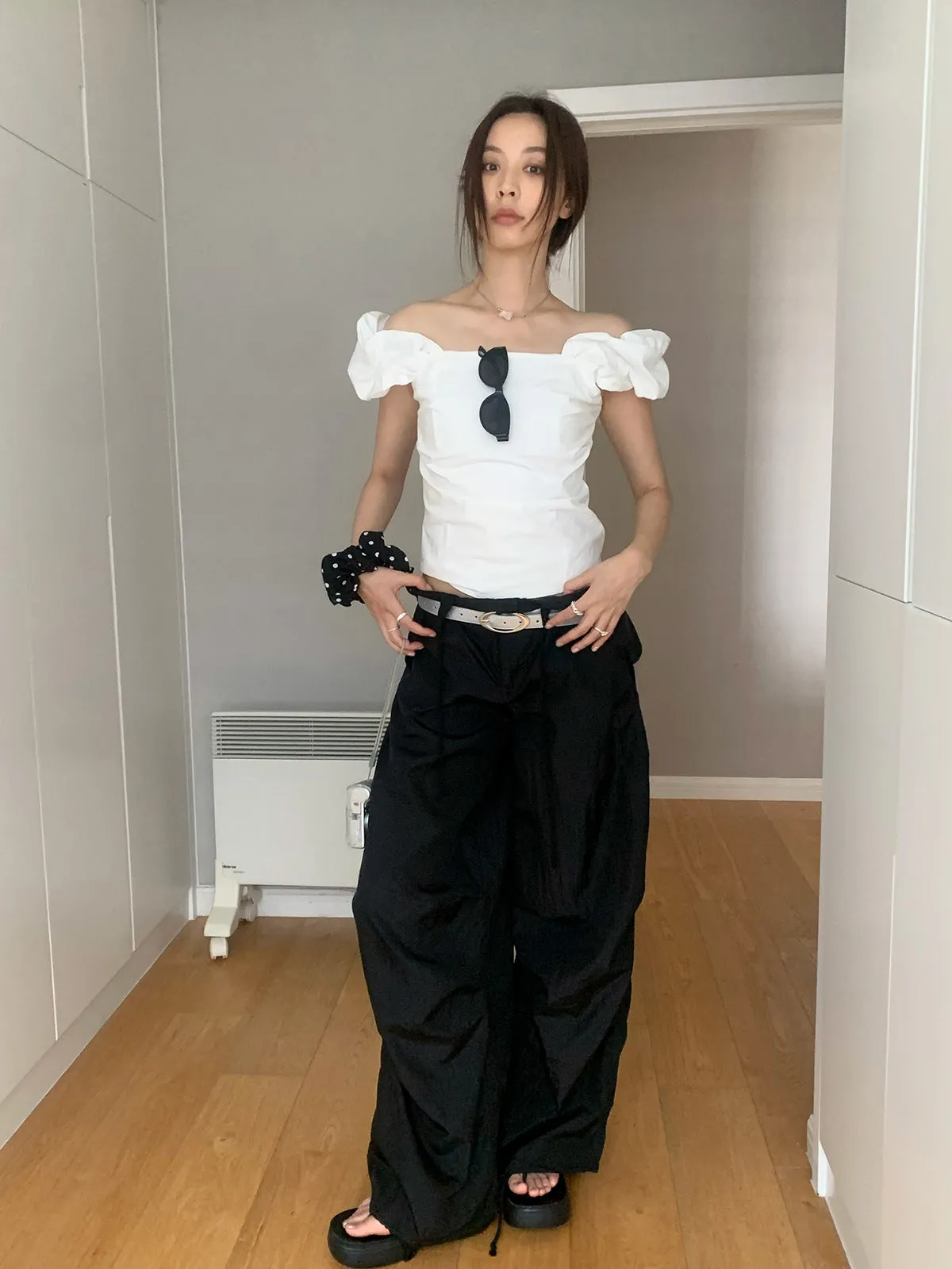 puff sleeve off-shoulder
