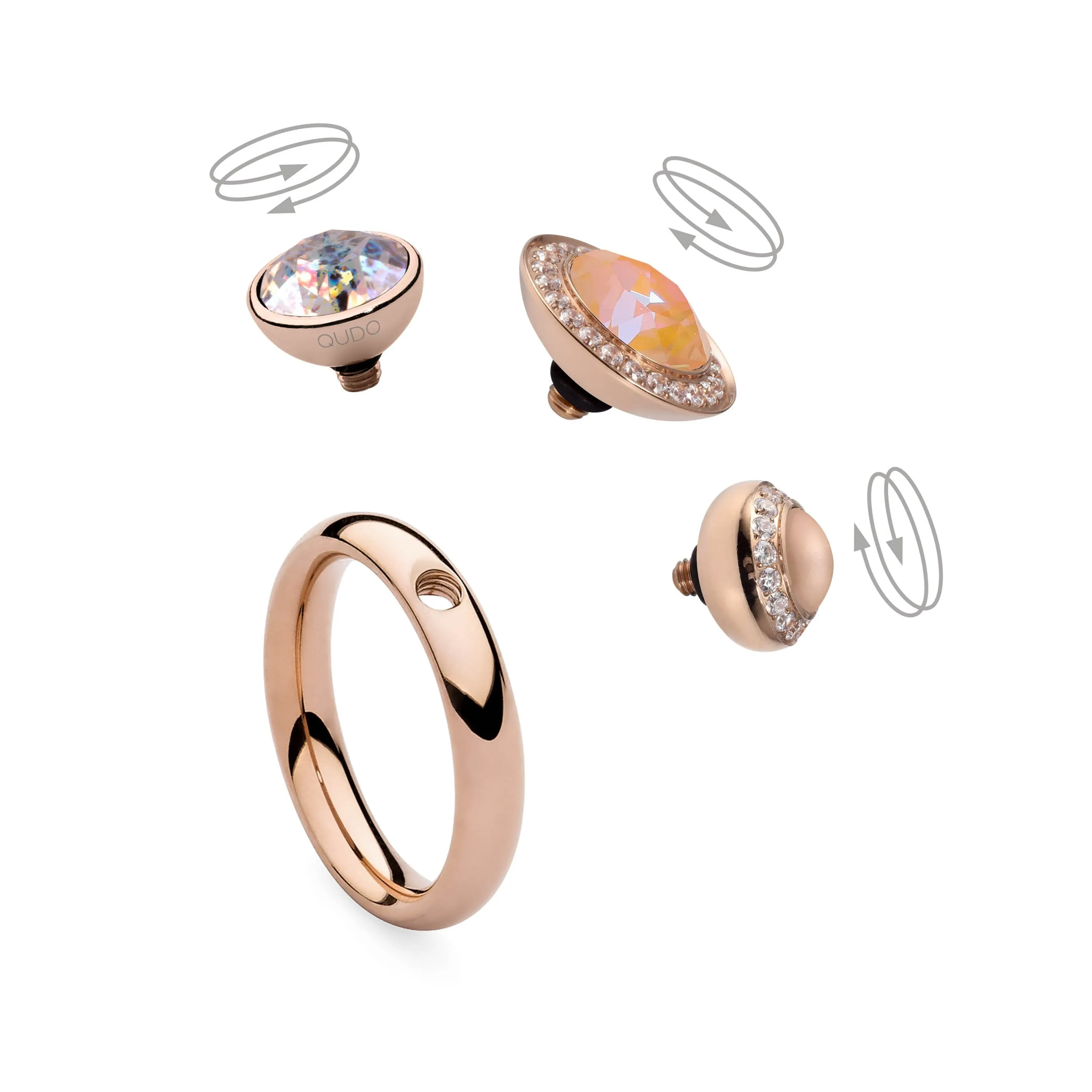 Qudo Fabero 10mm Rose Gold Topper - Peony Pink