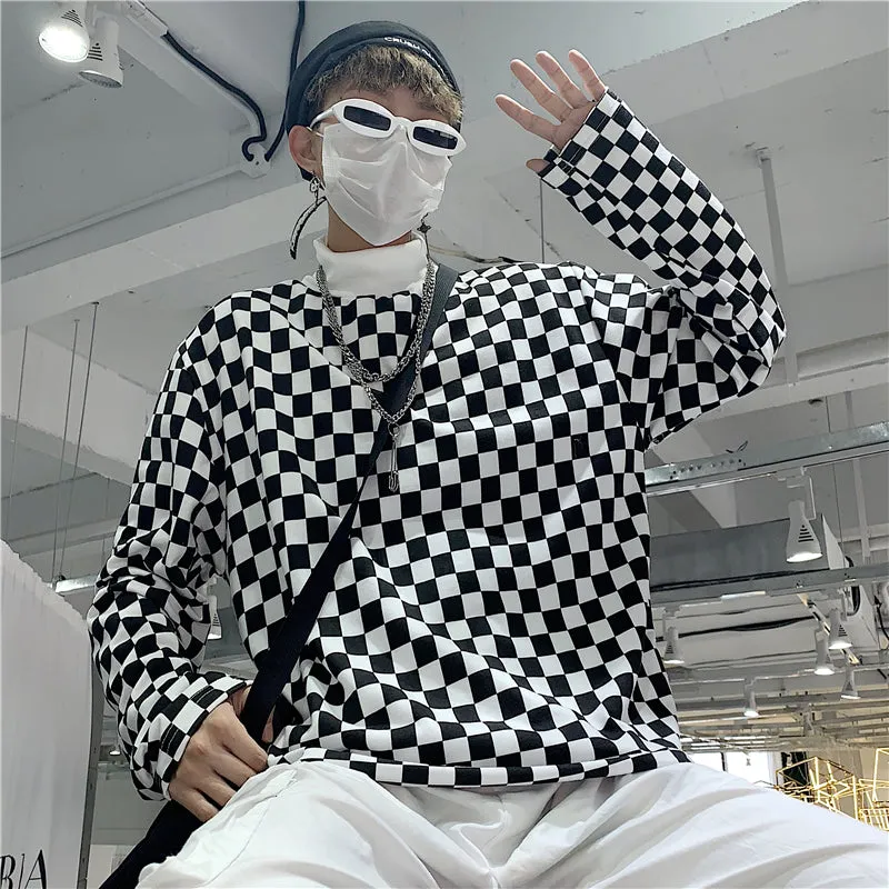 "COUPLE FLUORESCENT GREEN CHECKERS" LONG SLEEVES K050509