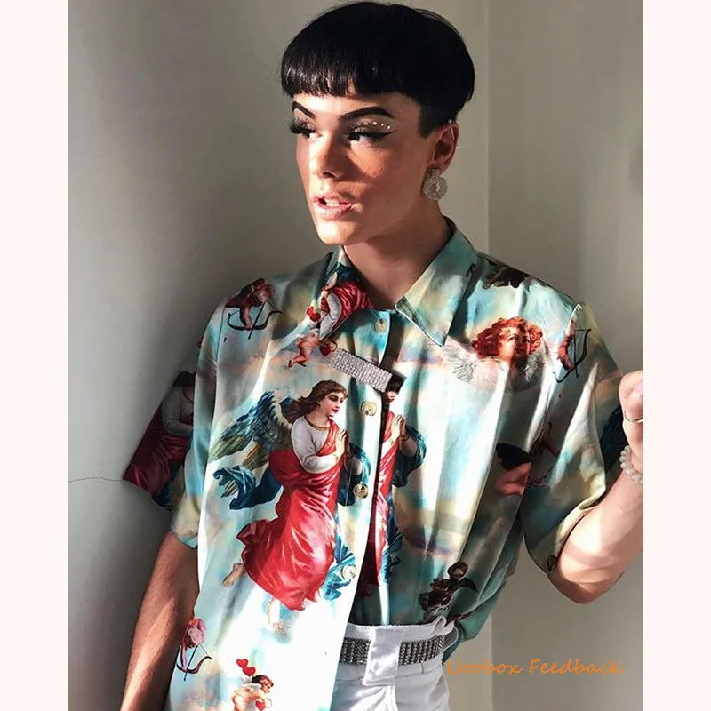 "RETRO ANGEL PRINT" SHIRT K043007