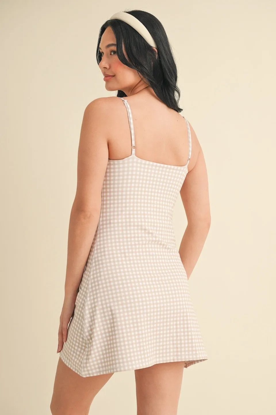 Raelynn Gingham Athletic Dress, Beige Gingham