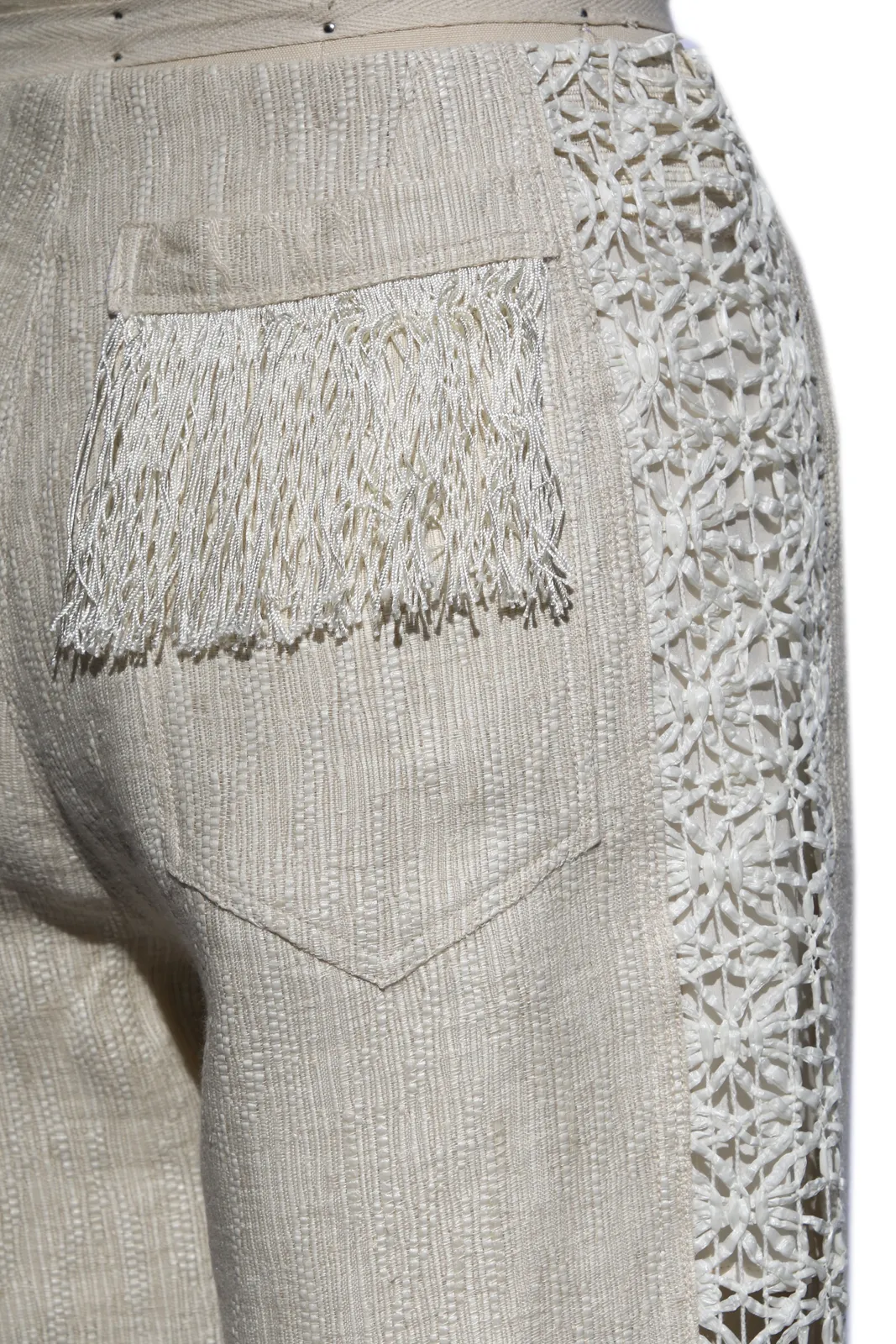 Raffia Fringe Linen Pant