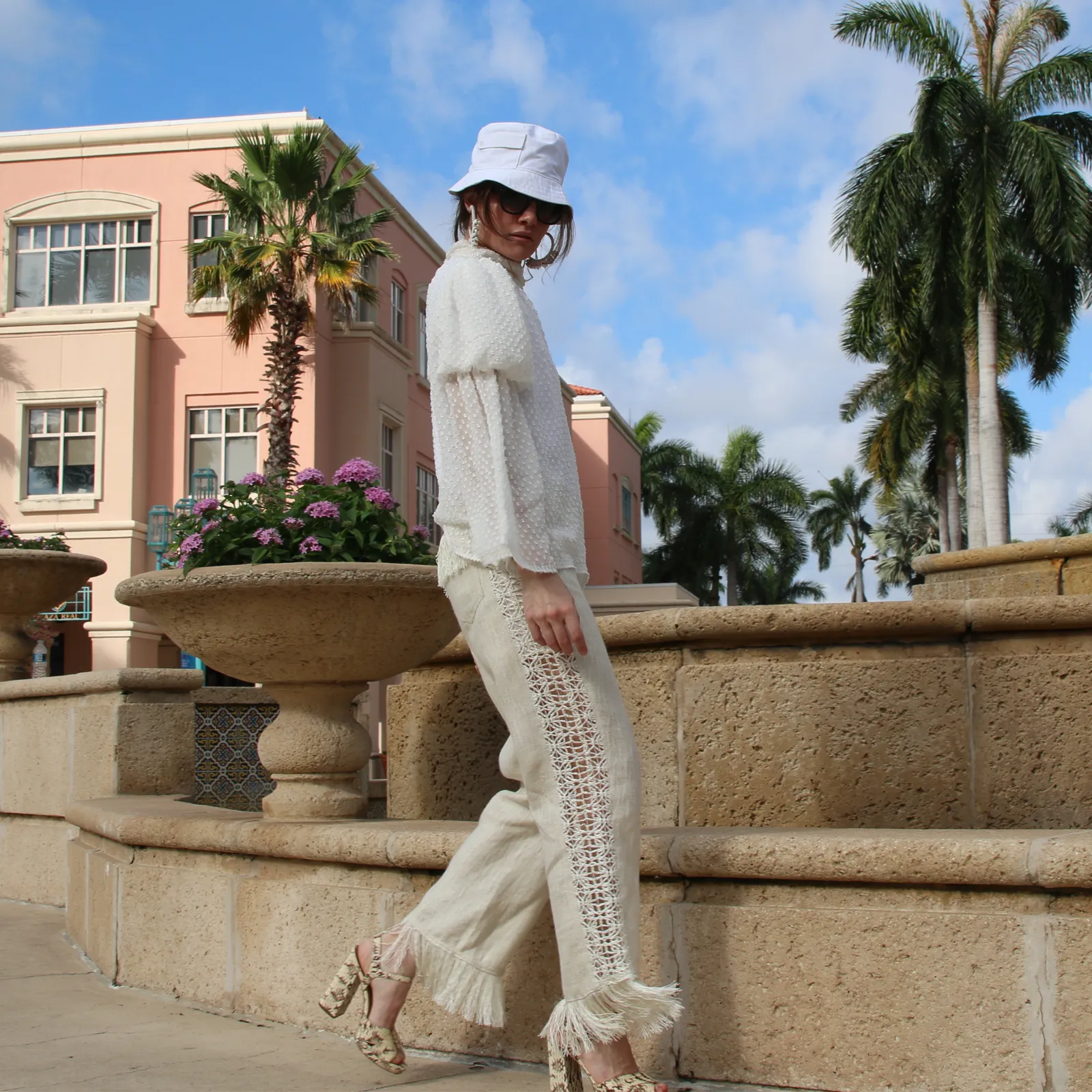 Raffia Fringe Linen Pant