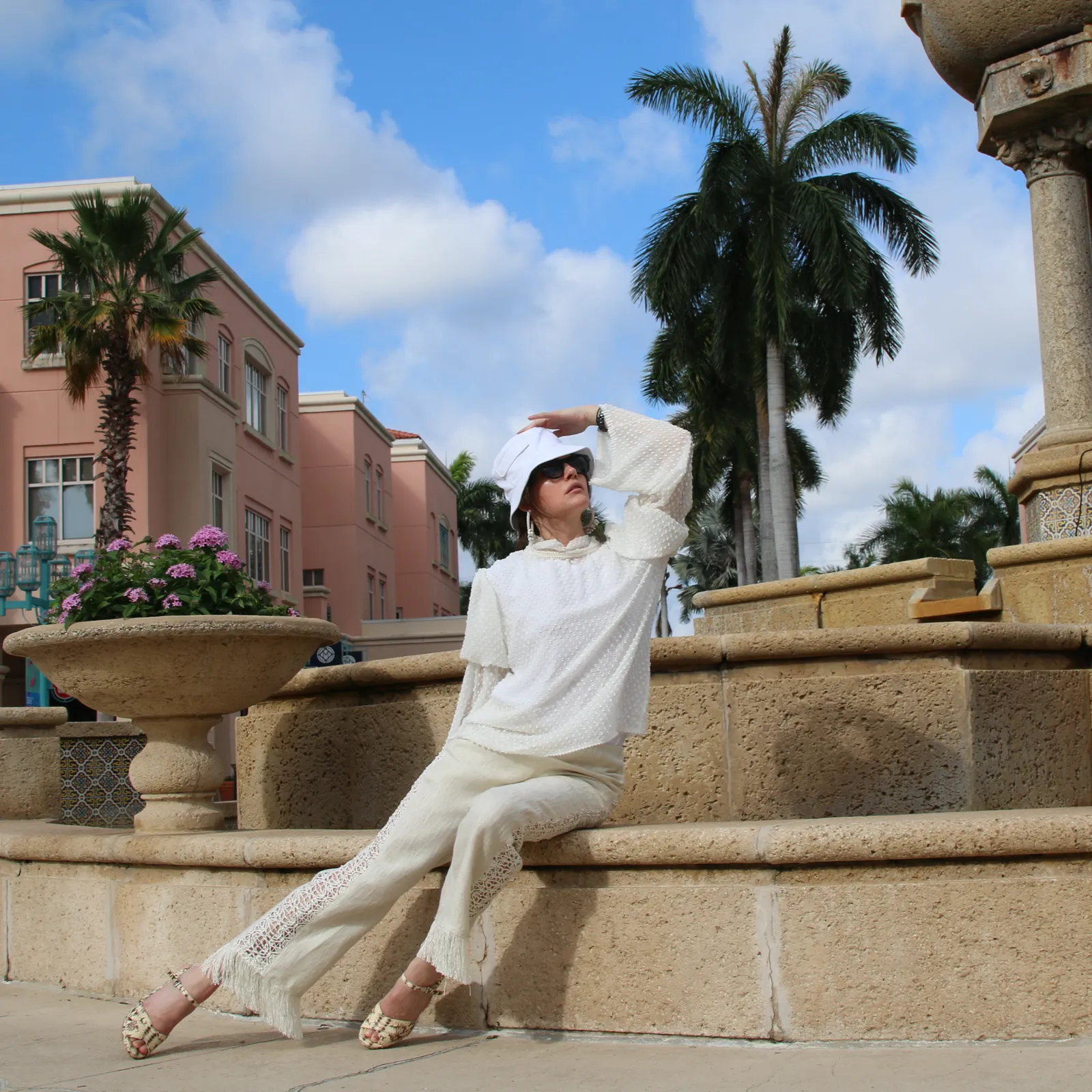 Raffia Fringe Linen Pant