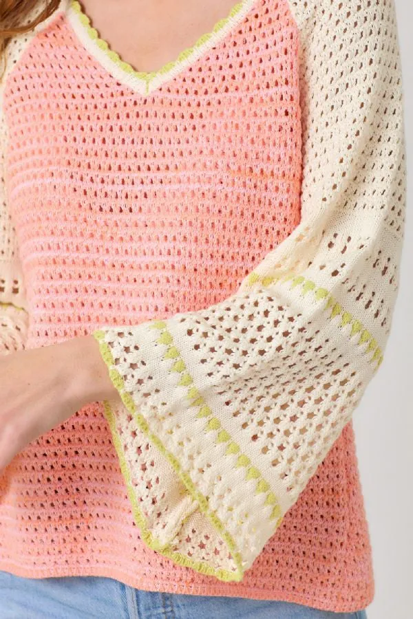 RAGLAN SLEEVE CROCHET SWEATER
