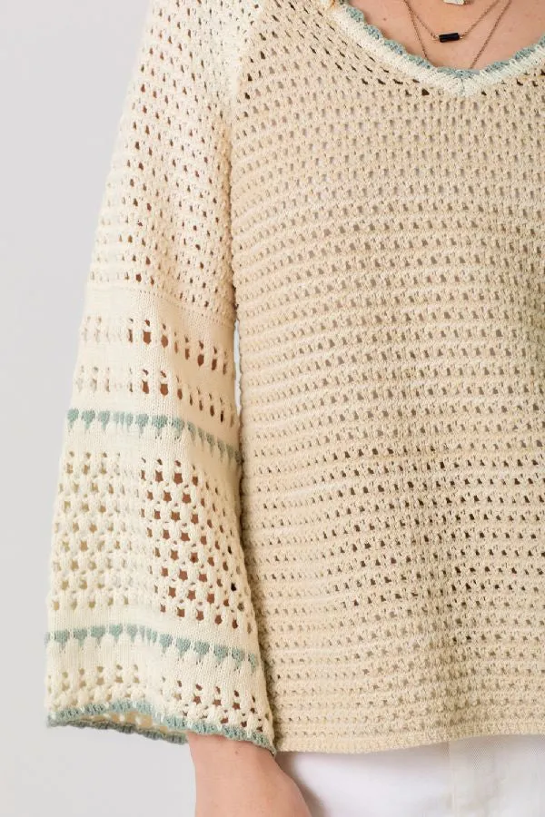 RAGLAN SLEEVE CROCHET SWEATER