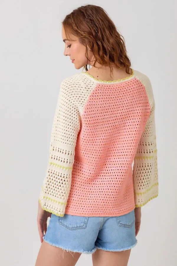 RAGLAN SLEEVE CROCHET SWEATER