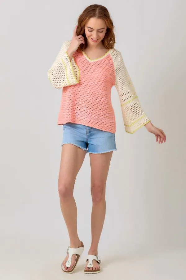 RAGLAN SLEEVE CROCHET SWEATER