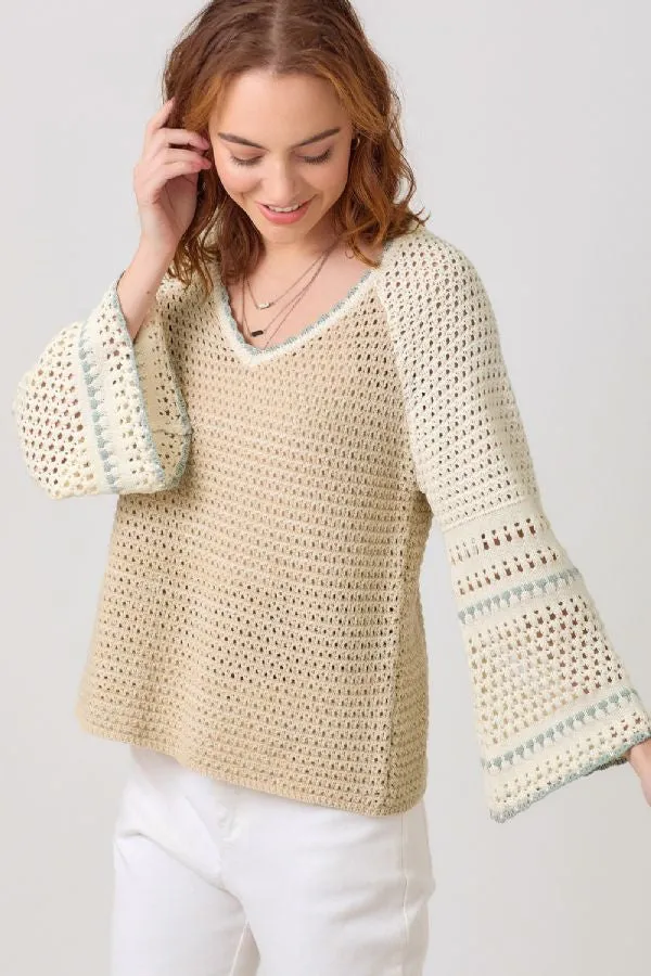 RAGLAN SLEEVE CROCHET SWEATER