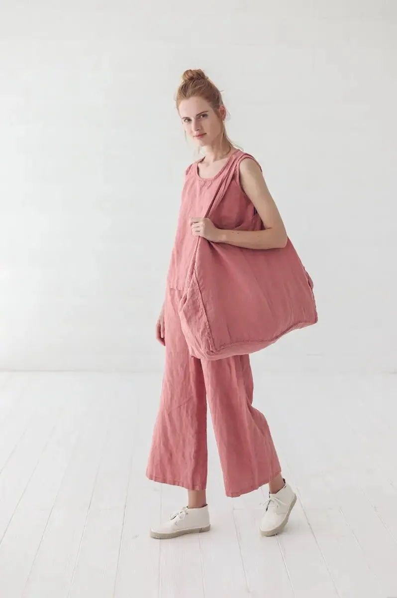 READY TO SHIP  Wide Leg Coral Linen Pants