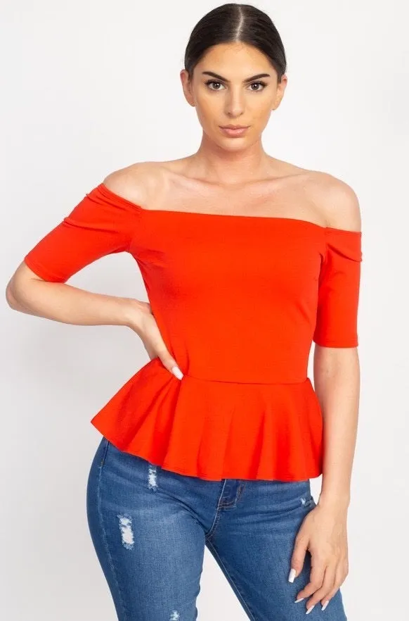 Red off the Shoulder top