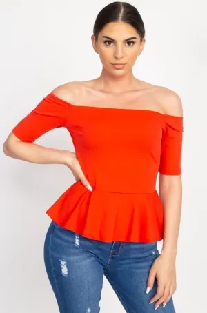 Red off the Shoulder top