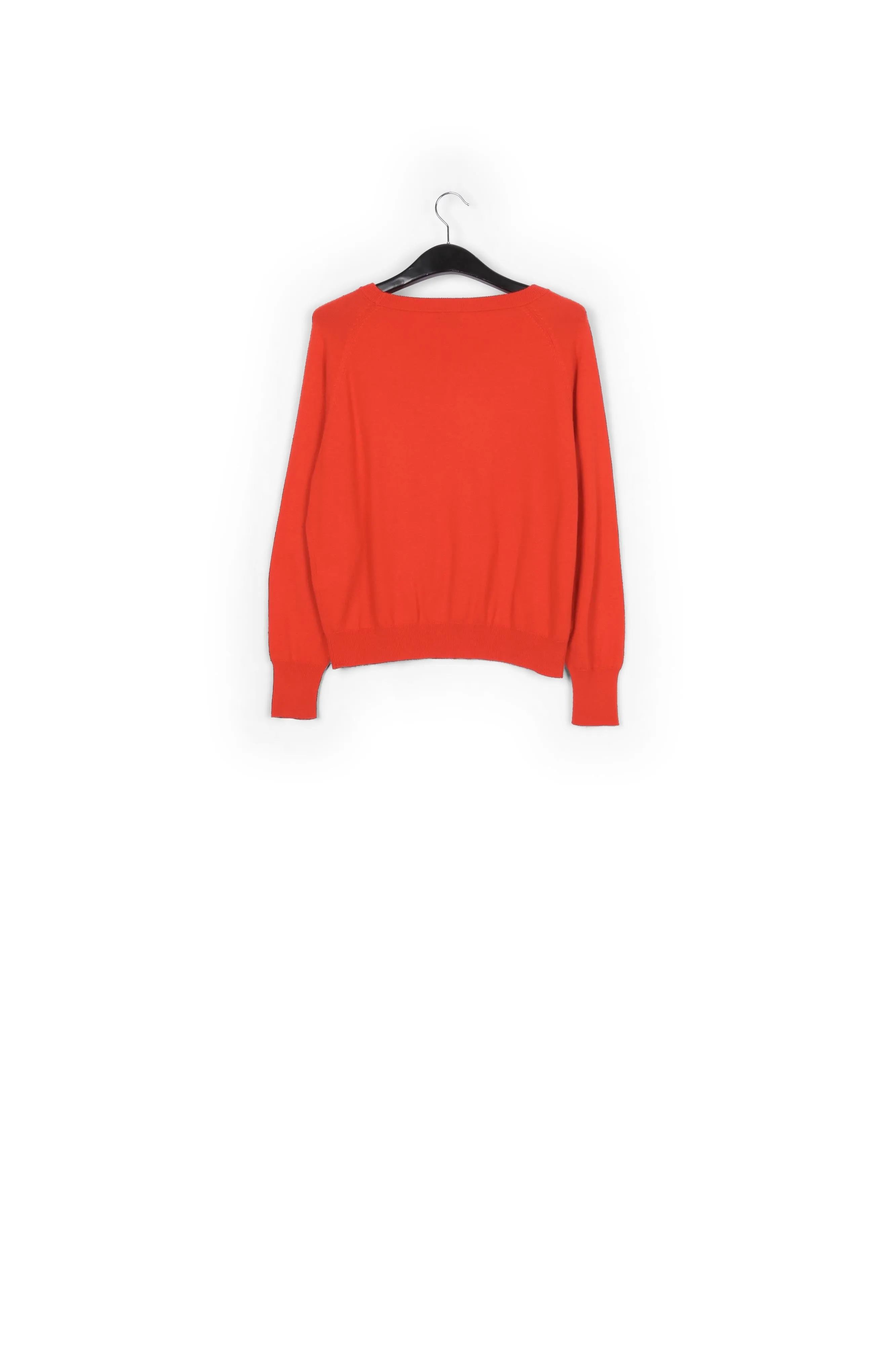 Red oversized sweater with embroidered pink panther